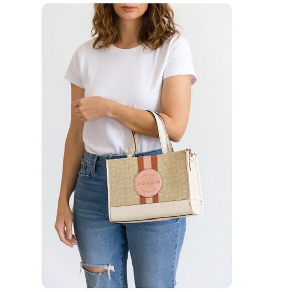 Coach Dempsey Carryall Bag In Signature Jacquard Pink Coach Patch - Picture 1 of 8